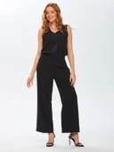 Faik Sönmez Minimalist Midi Kadın Pantolon - Pullu Detay, Geniş Paça thumbnail 9