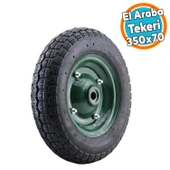 El Araba Arabası Tekeri Yük Taşıma Tekerleği Havalı Bilyalı Yeşil Jant Siyah350x70 - 1