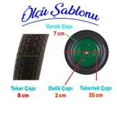 El Araba Arabası Tekeri Yük Taşıma Tekerleği Havalı Bilyalı Yeşil Jant Siyah350x70 - 2