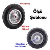El Arabası Tekeri Yük Taşıma Siboplu Bilyeli Rulmanlı Havalı Dublex 350x70 mm Çelik Jant Tekerlek - 2