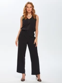 Faik Sönmez Minimalist Midi Kadın Pantolon - Pullu Detay, Geniş Paça thumbnail 4