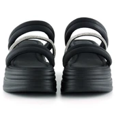 Erkan Saçmacı Siyah Dolgu Taban Gümüş Taşlı Bantlı Platform Terlik - 3