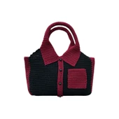 El Yapımı Siyah & Bordo Gömlek Çanta - 1