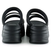 Erkan Saçmacı Siyah Dolgu Taban Gümüş Taşlı Bantlı Platform Terlik - 4