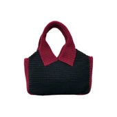 El Yapımı Siyah & Bordo Gömlek Çanta - 2