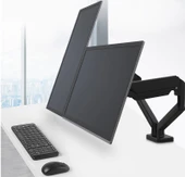 17-32 '' 2'li Monitör Tutucu İki Kollu Hareketli Oynar Askı Asma Aparatı-Masaüstü thumbnail 1
