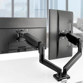 Tayfun 17-32'' Masa Üstü Hareketli İkili 2 Monitör Tutucu Askı Aparatı-Amortisörlü thumbnail 2