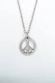 Minimal Barış Sembolü Gümüş Kaplama Düz Zincir Kolye thumbnail 1