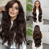 Koyu Kumral Fiber Sentetik Tül Peruk thumbnail 1