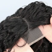 Siyah Yoğun Dalgalı Orta Boy Fiber Sentetik Tül Peruk thumbnail 6