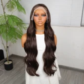 Koyu Kumral Fiber Sentetik Tül Peruk thumbnail 2