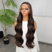 Koyu Kumral Fiber Sentetik Tül Peruk thumbnail 4