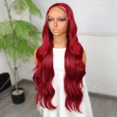 Kızıl Fiber Sentetik Ekstra Uzun Tül Peruk thumbnail 4
