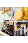 900 ml Bambu Kapaklı Cam Yağdanlık Borosilikat Sızdırmaz Yağlık Sirkelik Yağ Şişesi Sosluk - 4