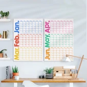 Tarihsiz Üç Aylık Duvar Takvimi Seti, Zamansız Takvim, Planlayıcı Set, Rengarenk, 90 Günlük Takvim, 90 Günlük Plan - 50x - 6