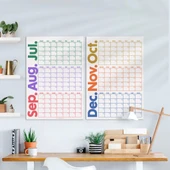 Tarihsiz Üç Aylık Duvar Takvimi Seti, Zamansız Takvim, Planlayıcı Set, Rengarenk, 90 Günlük Takvim, 90 Günlük Plan - 50x - 7