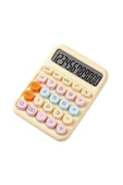 12 Haneli Geniş LCD Ekran Yuvarlak Düğme Sevimli Şeker Renkli Hesap Makinesi Sarı - 1