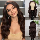 Kahve Karamel Fiber Sentetik Geniş Dalgalı Tül Peruk thumbnail 1