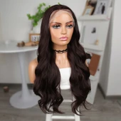 Kahve Karamel Fiber Sentetik Geniş Dalgalı Tül Peruk thumbnail 3