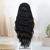 Siyah Bebek Saçlı Fiber Sentetik Tül Peruk thumbnail 5