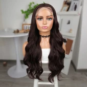 Kahve Karamel Fiber Sentetik Geniş Dalgalı Tül Peruk thumbnail 2