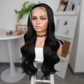 Siyah Fiber Sentetik Geniş Dalgalı Tül Peruk thumbnail 4