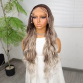 Rus Kumralı Beyaz Platin Ombreli ve Röfleli Tül Peruk thumbnail 4