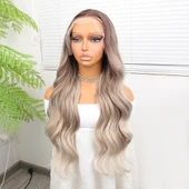 Rus Kumralı Beyaz Platin Ombre  ve Röfleli Fiber Sentetik Geniş Dalgalı Tül Peruk thumbnail 4