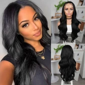 Siyah Fiber Sentetik Geniş Dalgalı Tül Peruk thumbnail 1