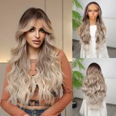 Rus Kumralı Beyaz Platin Ombreli ve Röfleli Tül Peruk thumbnail 1