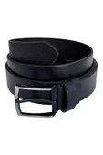 Siyah Büyük Beden Hakiki Deri 4 cm. Tokalı Düz Model Erkek Kemer - 400-Battal thumbnail 4