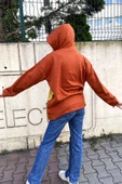 Nisanca Uzun Kollu Collage Unisex Turuncu Oversize Sweatshirt - 5