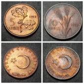 Escoines Koleksiyon 39963679f903c305ef 1973 5/10Kuruş lot takım CA+/ÇİL eski madeni para thumbnail 1