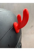 CANEREGE Kask Boynuzu Geyik Kask Süsü Yılbaşı Boynuzu Kırmızı Kask Aksesuarı 2'li Takım - 5