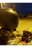 HAFA 3D TASARIM Motosiklet Kask Süsü - Kask İçin Şeytan Boynuzu - Hediyelik - 3