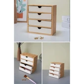 Piev Bambu 4 Çekmeceli Kozmetik Takı Düzenleyici Organizer - 1