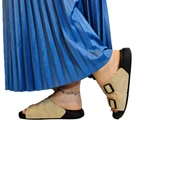 Pierre Cardin 7410 Krem Çift Tokalı Yumuşak Taban Rahat Terlik thumbnail 5