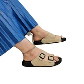 Pierre Cardin 7410 Krem Çift Tokalı Yumuşak Taban Rahat Terlik thumbnail 1