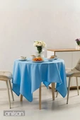 Açık Mavi Leke Tutmaz Yuvarlak Masa Örtüsü – Dayanıklı ve Kolay Temizlenebilir Masa Örtüsü - 1