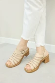 Hakiki Deri  Kadın Dolgu Topuk Sandalet 621ZA937L - 9