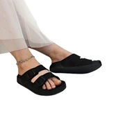 Pierre Cardin 7410 Siyah Çift Tokalı Yumuşak Taban Rahat Terlik - 4