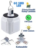 PT-2081 Solar Kamp Lambası, Katlanabilir USB Şarjlı Güneş Enerjili Kamp Lambası 60 Smd LED 1000 Lümen - 3