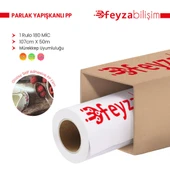 Feyza Bilişim  Glossy (Parlak ) Yapışkanlı PP Film Dye 180 Mic 107cm x 50 mt (1 Rulo) - 1