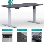O-Flex Tek Motorlu Elektrikli Yükseklik Ayarlı Masa - 140x70 - Antrasit - 1