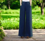 Günlük Beli Bağcıklı Şık Keten Pantolon thumbnail 2