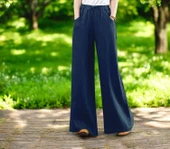 Günlük Beli Bağcıklı Şık Keten Pantolon thumbnail 1