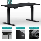 O-Flex Tek Motorlu Elektrikli Yükseklik Ayarlı Masa - 160x80 - Siyah - 1