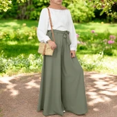 Yazlık Keten Şalvar Pantolon Kemerli thumbnail 3