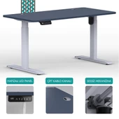 O-Flex Tek Motorlu Elektrikli Yükseklik Ayarlı Masa - 180x80 - Pasifik Mavi - 1