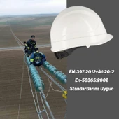Elektrikçi Bareti Baş Koruyucu Baret Beyaz En 397:2012+A1:2012 Standartlara Uygun Kayışlı Ter Bezli - 5